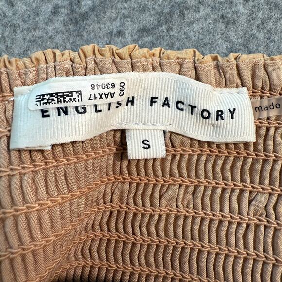 Women's English Factory Tan and Black Ruffle Tiered Smock Top Midi Dress Size S - Picture 4 of 9